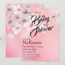 Inbjudan till rosa Blommigt Baby Shower
