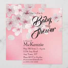 Inbjudan till rosa Blommigt Baby Shower