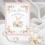 Inbjudan till rosa Blommigt Bunny Budget Baby Show<br><div class="desc">Kläd liten kanin med vattenfärg i en torkad babydusch i basket,  omgiven av söt pastellblommor. Hennes lilla rosa-filé är nedbruten över den här söta basketen. Så söt för den där enkla flicka-duschen inbjudan. 100 % kundtillfredsställelse med "Zazzle"</div>
