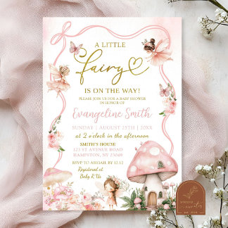 Inbjudan till rosa Blommigt Fairy Baby Shower
