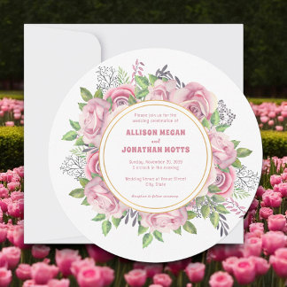 Inbjudan till rosa Blommigt Flowers Elegant bröllo