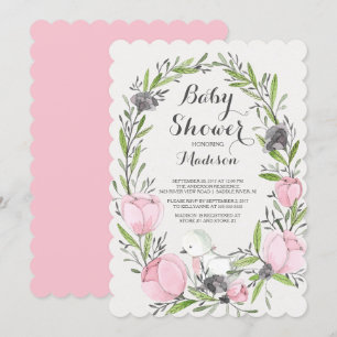 Inbjudan till Rosa-Blommigt för barn i baby-, baby