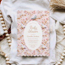 Inbjudan till rosa Blommigt Girl Baby Shower