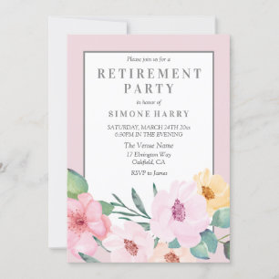Inbjudan till rosa Blommigt Gräns Pension-partiet