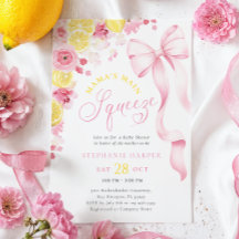 Inbjudan till rosa Blommigt Lemon Baby Shower