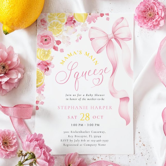 Inbjudan till rosa Blommigt Lemon Baby Shower (Skapare uppladdad)