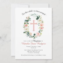 Inbjudan till rosa Blommigt Utandning Baptism