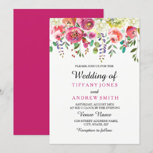 Inbjudan till rosa Blommor Söt Tropical Wedding