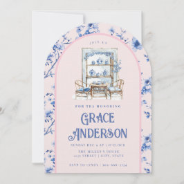 Inbjudan till rosa & Blue Chinoiserie Tea