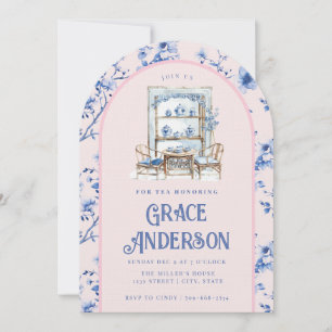 Inbjudan till rosa & Blue Chinoiserie Tea