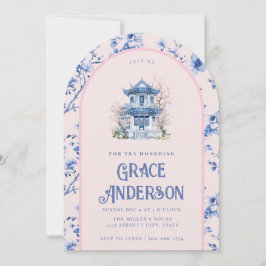 Inbjudan till rosa & Blue Chinoiserie Tea