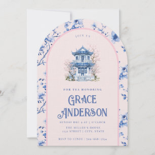 Inbjudan till rosa & Blue Chinoiserie Tea