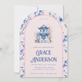 Inbjudan till rosa & Blue Chinoiserie Tea