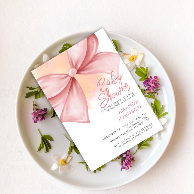 Inbjudan till rosa-bog för modern Elegant-babykläd (Skapare uppladdad)