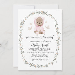 Inbjudan till rosa Bohemian Bear Baby Shower