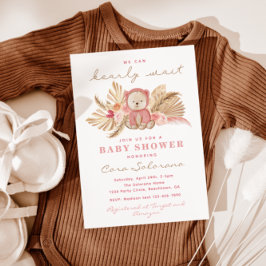 Inbjudan till rosa Boho Bear Baby Shower | Barly
