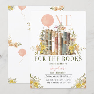 Inbjudan till rosa Bok första födelsedag