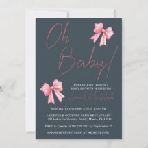 Inbjudan till rosa Bow Baby Shower