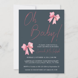 Inbjudan till rosa Bow Baby Shower