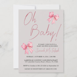 Inbjudan till rosa Bow Baby Shower