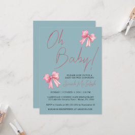 Inbjudan till rosa Bow Baby Shower