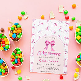 Inbjudan till rosa Bow Baby Shower