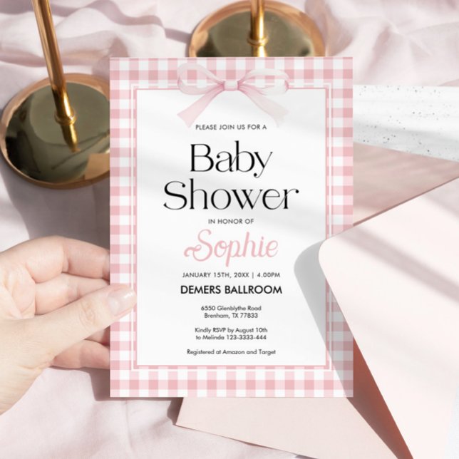 Inbjudan till rosa Bow Baby Shower (Skapare uppladdad)