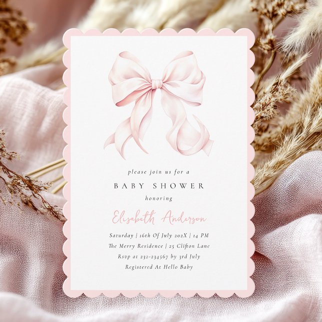 Inbjudan till rosa Bow Baby Shower (Skapare uppladdad)