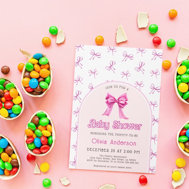 Inbjudan till rosa Bow Baby Shower (Skapare uppladdad)