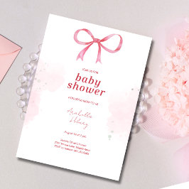 inbjudan till Rosa Bow Baby Shower