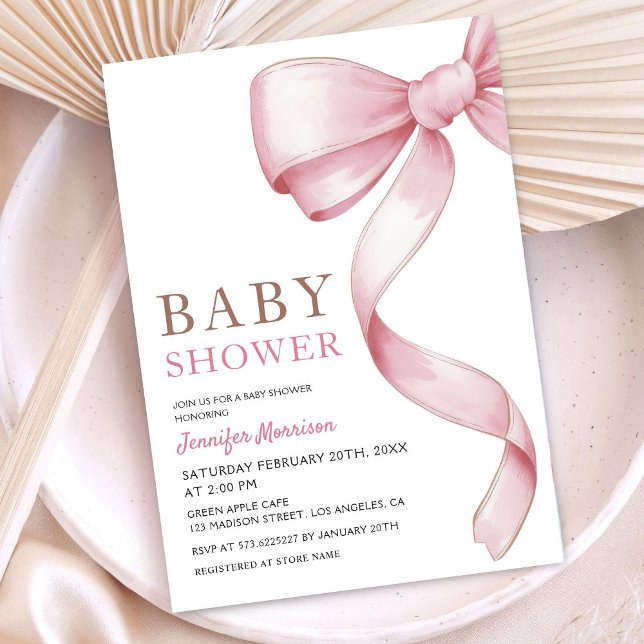 Inbjudan till rosa Bow Baby Shower (Skapare uppladdad)
