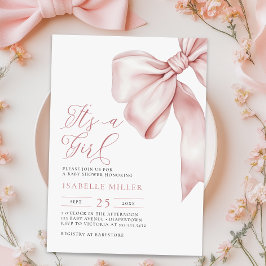 Inbjudan till rosa Bow Baby Shower