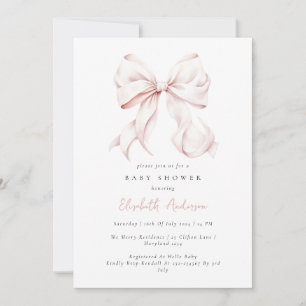 Inbjudan till rosa Bow Baby Shower