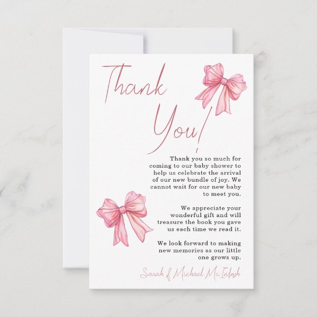 Inbjudan till rosa Bow Baby Shower (Framsida)