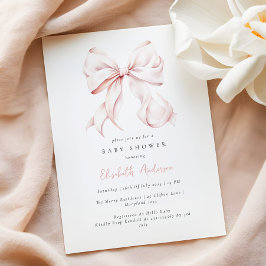 Inbjudan till rosa Bow Baby Shower - kontrollera s
