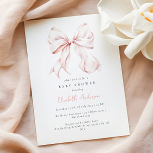 Inbjudan till rosa Bow Baby Shower - kontrollera s