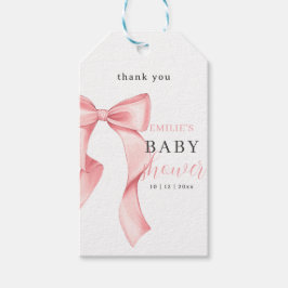 Inbjudan till rosa Bow Baby Shower, Rosa Coquette Presentetikett
