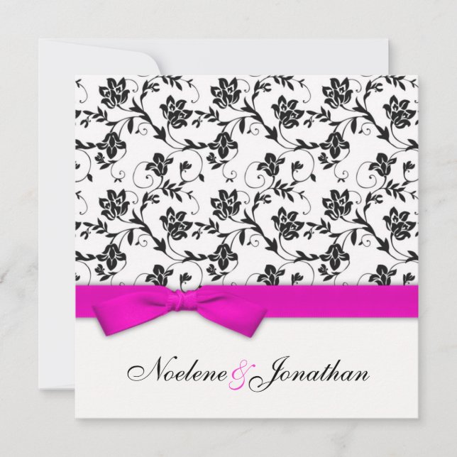 Inbjudan till rosa Bow Flower Wedding (Framsida)