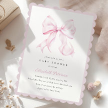 Inbjudan till rosa Bow Girl Baby Shower