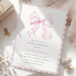 Inbjudan till rosa Bow Girl Baby Shower