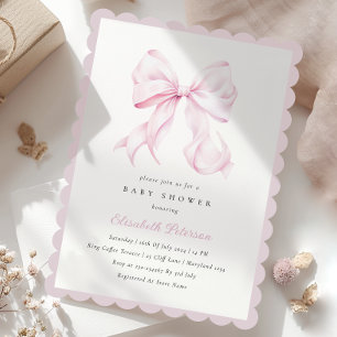 Inbjudan till rosa Bow Girl Baby Shower