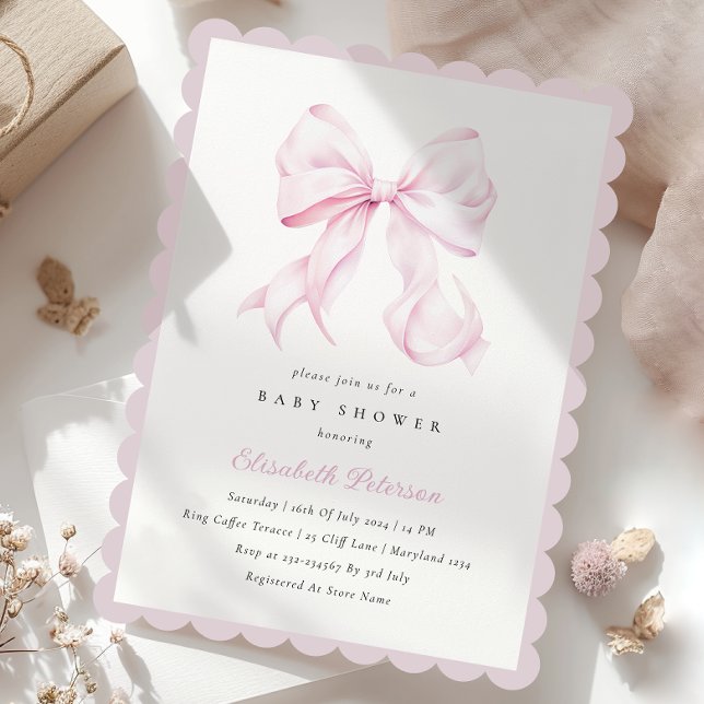 Inbjudan till rosa Bow Girl Baby Shower (Skapare uppladdad)