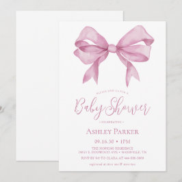Inbjudan till rosa Bow Girl Baby Shower