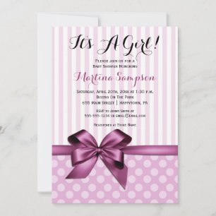 Inbjudan till rosa Bow Girl Baby Shower