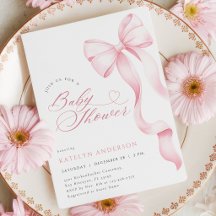 Inbjudan till rosa Bow Ribbon Baby Shower