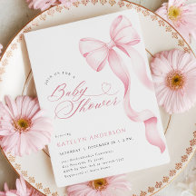 Inbjudan till rosa Bow Ribbon Baby Shower