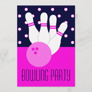 Inbjudan till Rosa Bowling-partiet Flickor