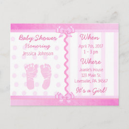 Inbjudan till rosa Bows and Polka dots Baby Shower
