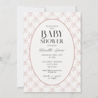 Inbjudan till rosa Bows Baby Shower