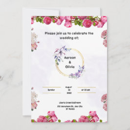Inbjudan till rosa bröllop med Aesthetic Watercolo